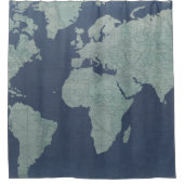 Blue Linen World Map Duschvorhang (Vorderseite)