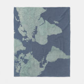 Blue Linen World Map Fleecedecke (Vorderseite)