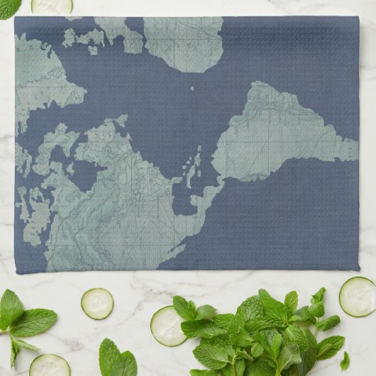 Blue Linen World Map Küchentuch (Gefaltet)