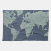 Blue Linen World Map Küchentuch (Horizontal)