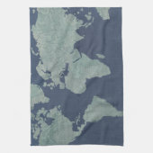 Blue Linen World Map Küchentuch (Vertikal)