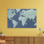 Blue Linen World Map Leinwanddruck (Insitu (Wohnzimmer))