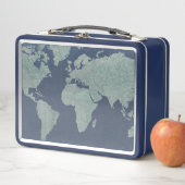 Blue Linen World Map Metall Lunch Box (Beispiel)
