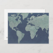 Blue Linen World Map Postkarte (Vorne/Hinten)
