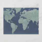 Blue Linen World Map Postkarte (Vorderseite)