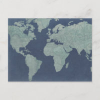 Blue Linen World Map