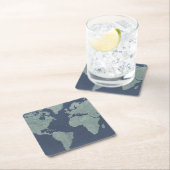 Blue Linen World Map Rechteckiger Pappuntersetzer (Vor Ort)