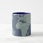 Blue Linen World Map Tasse (Zentrum)