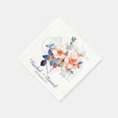 Blue Lines&Flowers: Wedding Napkins Serviette (Ecke)