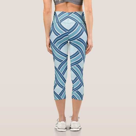 Blue Lines Pattern Capri Leggings (Rückseite)