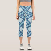 Blue Lines Pattern Capri Leggings (Vorderseite)