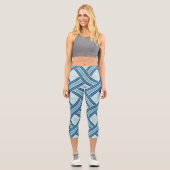 Blue Lines Pattern Capri Leggings (Vorderseite)