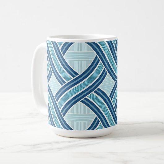 Blue Lines Pattern Kaffeetasse (Vorderseite Links)