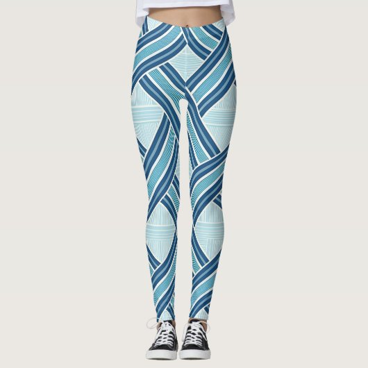 Blue Lines Pattern Leggings (Vorderseite)