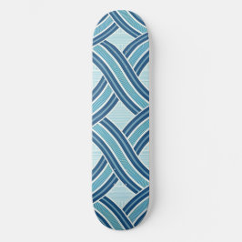 Blue Lines Pattern Skateboard