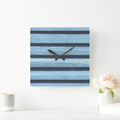 Blue Lines Square Wall Clock Quadratische Wanduhr (Zuhause)