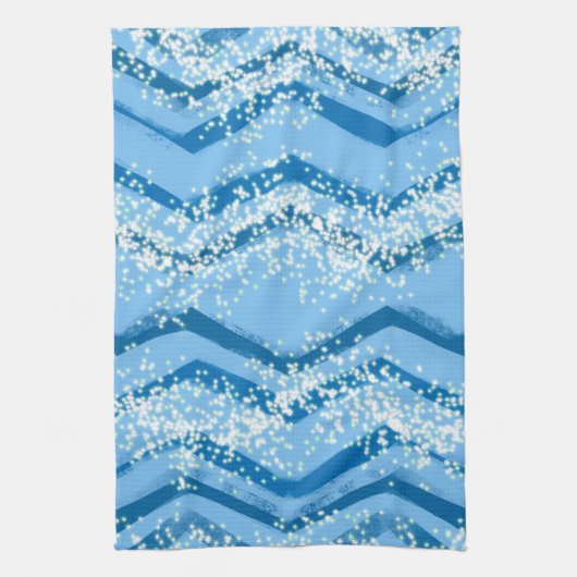 Blue Lines with White Splashes Küche Handtuch (Vertikal)