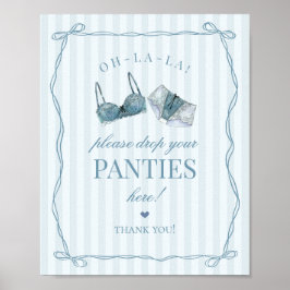 Blue Lingerie Bachelorette Panties Please Sign Poster