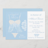 Blue Lingerie Dusche Junggeselinnen-Abschied Einla Einladung (Vorne/Hinten)