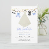 Blue Lingerie Party Einladung mit Hochzeitskleid (Stehend Vorderseite)