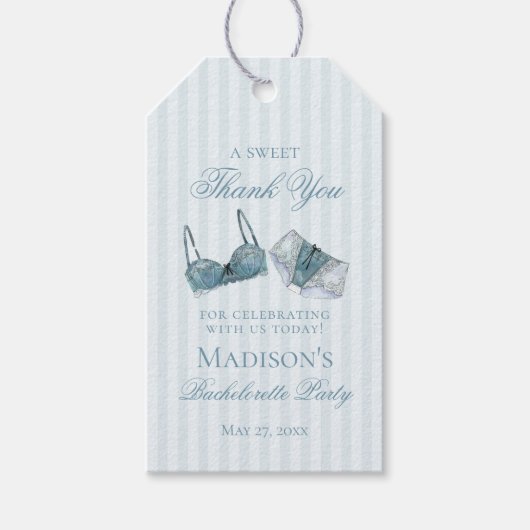 Blue Lingerie Shower Bachelorette Bridal Favor Geschenkanhänger (Vorderseite)