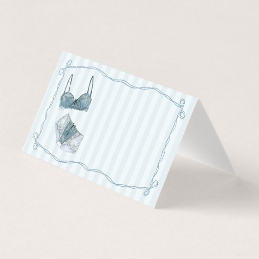 Blue Lingerie Shower Bow Place Card Table Decor (Vorderseite)
