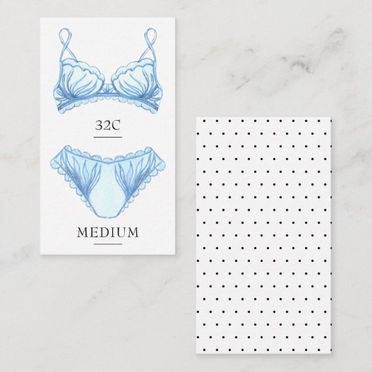 Blue Lingerity Size Insert Card (Vorne/Hinten)