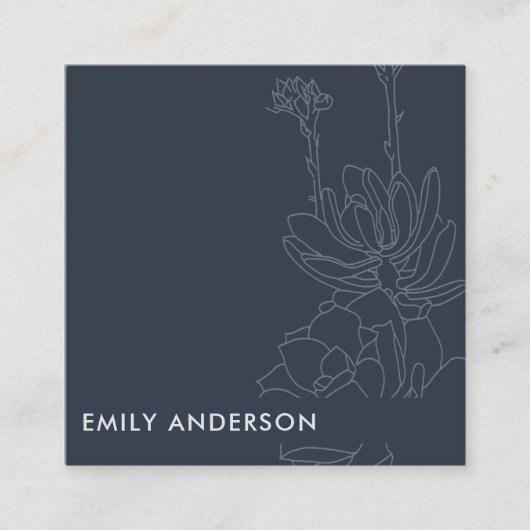 BLUE LINIE ZEICHNEND DESERT CACTI SUCCULENT FOLIAG QUADRATISCHE VISITENKARTE (Vorderseite)