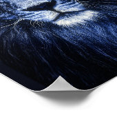 Blue Lion Animal Portrait Wall Art Poster (Ecke)