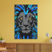 Blue Lion Head Leinwand - Blue Lion Canvas Print (Insitu (Wohnzimmer))