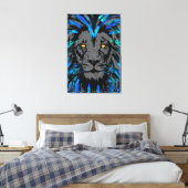 Blue Lion Head Leinwand - Blue Lion Canvas Print (Insitu (Schlafzimmer))