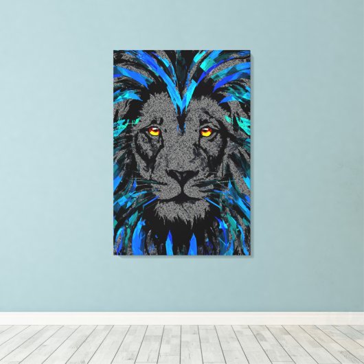 Blue Lion Head Leinwand - Blue Lion Canvas Print (Insitu (Holzboden))