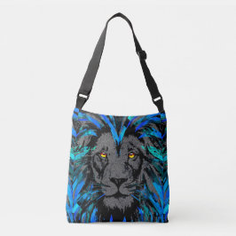 Blue Lion Head - Lion Artwork - Wildlife Big Cats Tragetaschen Mit Langen Trägern