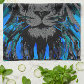 Blue Lion Head - Lion Portrait - Löwenfront Geschirrtuch (Gefaltet)