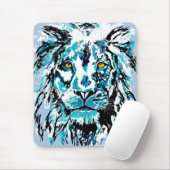 Blue Lion Head Mouse Pad | Lion Mousepad (Mit Mouse)