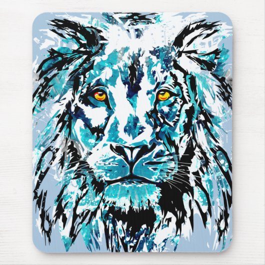 Blue Lion Head Mouse Pad | Lion Mousepad (Vorne)
