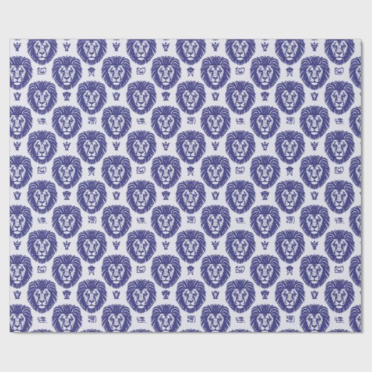 Blue Lion Head Pattern Geschenkpapier (Flach)