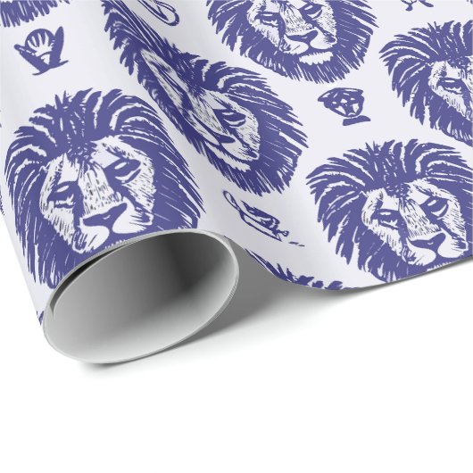 Blue Lion Head Pattern Geschenkpapier (Rolleneckpunkt)