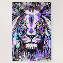 Blue Lion Head Puzzle - Realistic Lion Puzzle