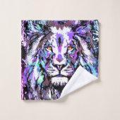 Blue Lion Head - Realistic Lion - Wildlife Big Cat Badhandtuch Set (Waschlappen)