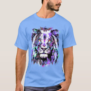 Blue Lion Head - Realistischer Lion Face T - Shirt