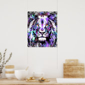 Blue Lion Head - Realistisches Lion Face Poster Pr (Küche)
