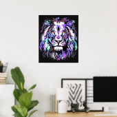 Blue Lion Head - Realistisches Lion Face Poster Pr (Heimbüro)