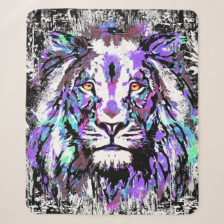 Blue Lion Head - Realistisches Lion Sherpa Blanket Sherpadecke