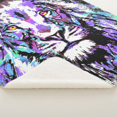 Blue Lion Head - Realistisches Lion Sherpa Blanket Sherpadecke (3/4)