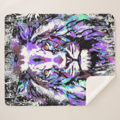 Blue Lion Head - Realistisches Lion Sherpa Blanket Sherpadecke (Vorderseite (Horizontal))