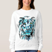Blue Lion Head Zeichnend | Lion Sweatshirt (Vorderseite)