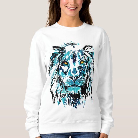 Blue Lion Head Zeichnend | Lion Sweatshirt (Vorderseite)