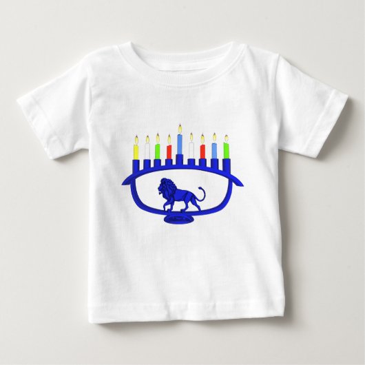 Blue Lion Menorah Baby T-shirt (Vorderseite)