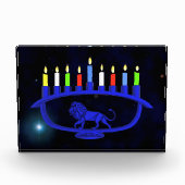 Blue Lion Menorah Fotoblock (Vorderseite)
